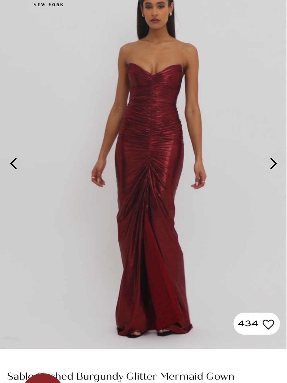 Miss circle Burgundy Glitter Mermaid Gown - Strapless Ruched Evening Dress